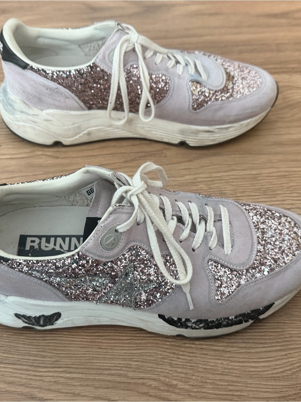 Golden Goose Running Sneakers 39 Glitter Grey Lavender